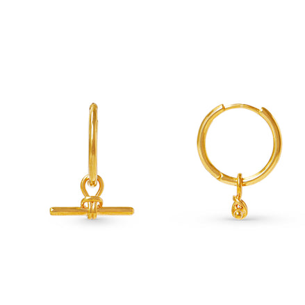 Dainty T-Bar Knot Small Hoop